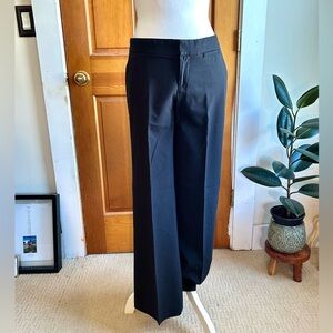 Banana Republic Polyester Rayon Spandex Blend Black Textured Pinstripe Trousers